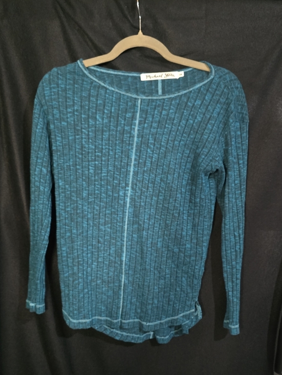 Michael Stars Tops - Michael Stars Teal Ribbed Center-Seam Long Sleeve Top